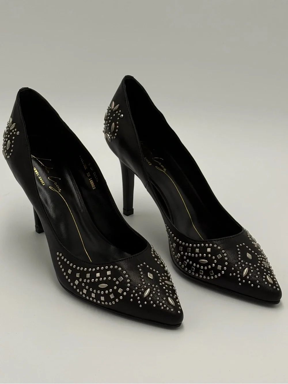 Studded Black Pointed-Toe Pumps